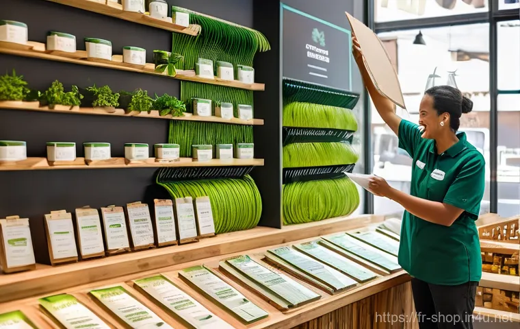 쇼핑매니저가 알아야 할 트렌드 - **Prompt: "A bustling, modern retail space with clean lines and interactive digital displays. A tech...