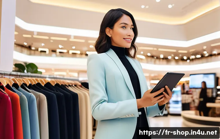 쇼핑매니저 자격증 난이도 비교 - **Prompt:** A dynamic and professional female Shopping Manager, in her early 30s, wearing a smart bu...